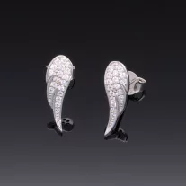 Angyalszárny ezüst fülbevaló cirkónia kövekkel