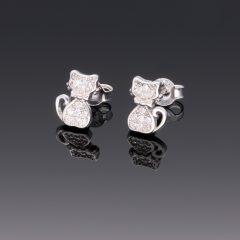 Apró köves Ezüst Cica Fülbevaló