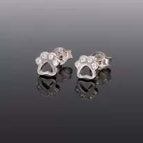 Kicsi félgömb cirkónia köves fülbevaló - fehér