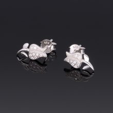 Tulipán cirkónia köves bedugós ezüst fülbevaló