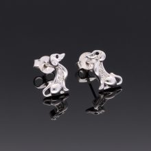 Kicsi félgömb cirkónia köves fülbevaló - fehér