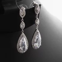 Köves alkalmi fülbevaló - tripla csepp