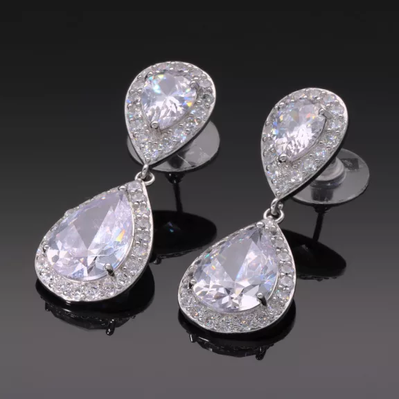 Köves alkalmi fülbevaló - dupla csepp