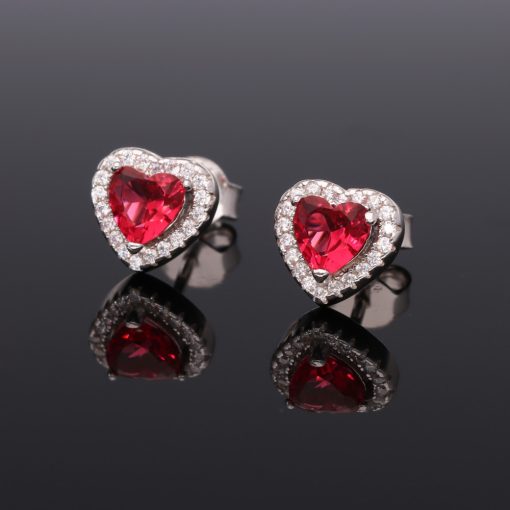 Körbe köves Rózsaszín cirkónia Szív fülbevaló