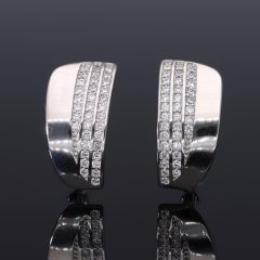 Köves-fényes patentzáras ezüst fülbevaló - íves