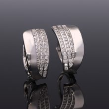 Köves-fényes patentzáras ezüst fülbevaló - íves