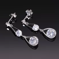 Lógós dupla csepp ezüst fülbevaló