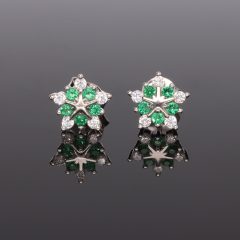 Zöld csillag cirkónia köves fülbevló