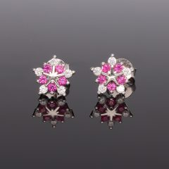 Pink csillag cirkónia köves fülbevaló