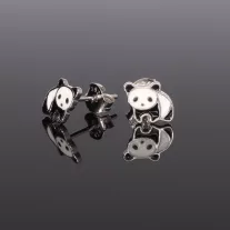 Panda bedugós Ezüst fülbevaló