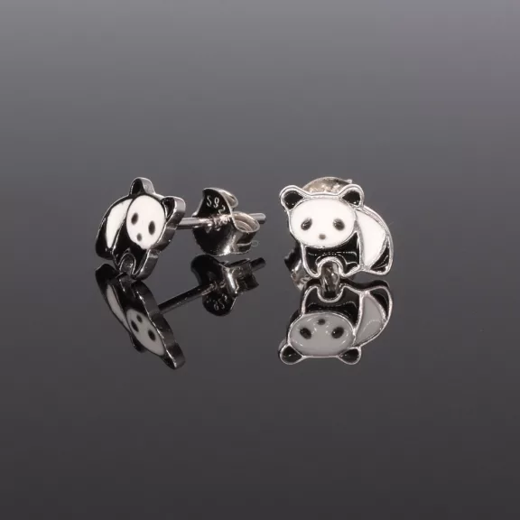 Panda bedugós Ezüst fülbevaló