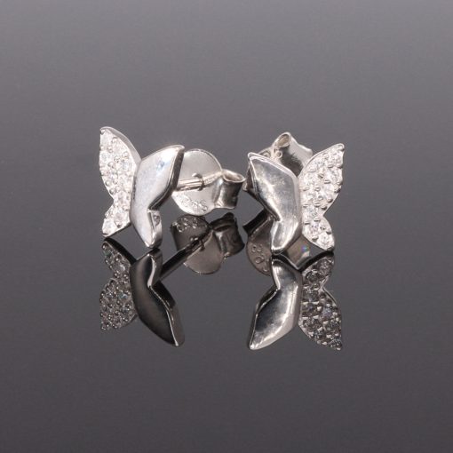 Cirkónia köves Pillangó Ezüst fülbevaló 