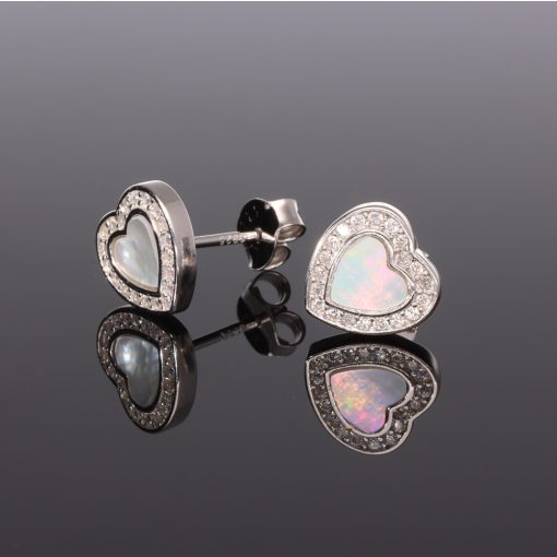 Körbe köves Gyöngyház ezüst fülbevaló