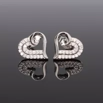 Szívben szív fülbevaló cirkónia kövekkel