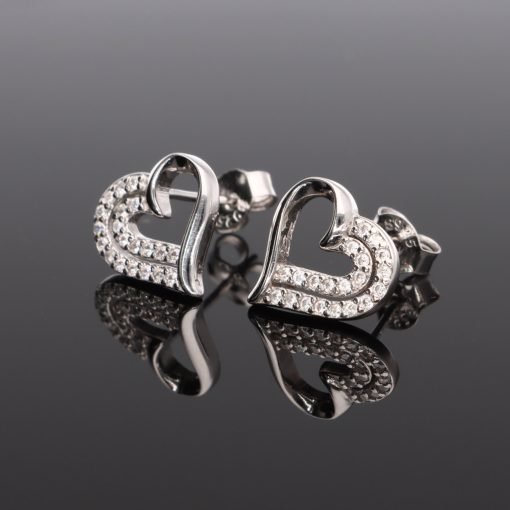 Szívben szív fülbevaló cirkónia kövekkel