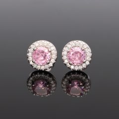 Körbe köves kör rózsaszín cirkónia fülbevaló