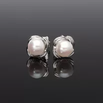 Szélforgó Ezüst fülbevló Tenyésztett Gyönggyel