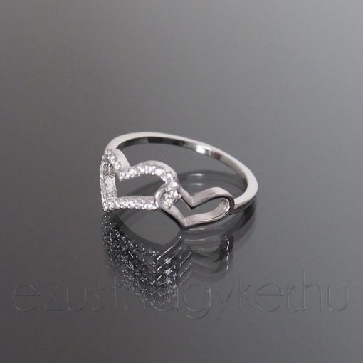 Ezüst gyűrű két szív