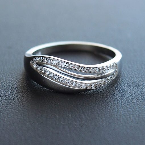 Cirkónia hullám ezüst gyűrű