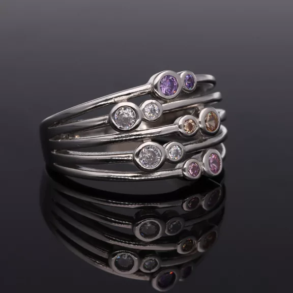 Cirkónia köves gyűrű navett