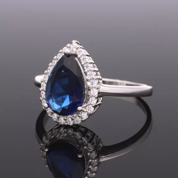 Kék csepp ezüst gyűrű