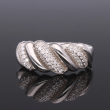 Hullámzó fényes-köves ezüst gyűrű