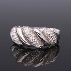 Hullámzó fényes-köves ezüst gyűrű