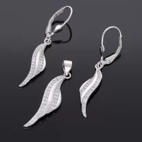 Hullám-köves Medál és Patentos fülbevaló garnitúra