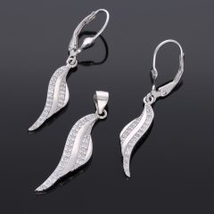 Hullám-köves Medál és Patentos fülbevaló garnitúra