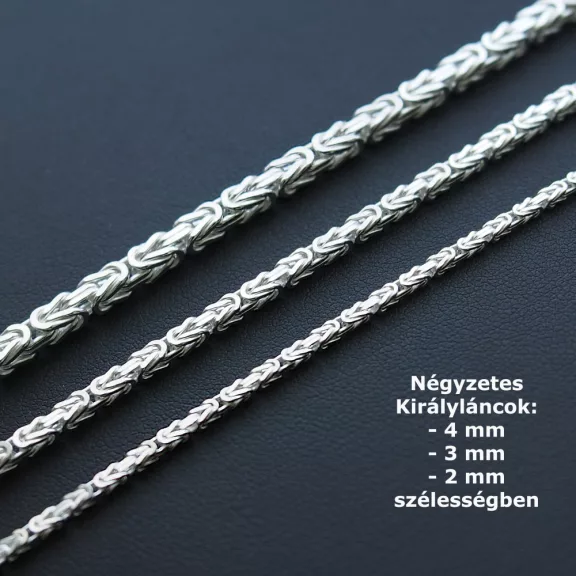 Szögletes királylánc - 2mm rhódiumozott