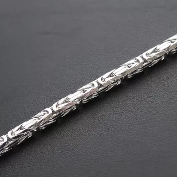 Ezüst Király Karkötő - 5x5 mm Rhódiumos