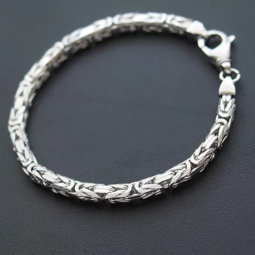 Ezüst Király Karkötő - 5x5 mm Rhódiumos