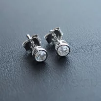 Kerek Buton köves  fülbevaló, fehér, 5 mm