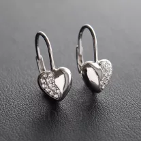 Köves Szív patentzáras Ezüst Fülbevaló