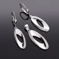 Csavart ovál medál és fülbevaló szett