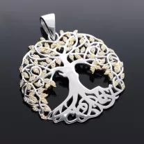 Nagy Életfa medál aranyozott levelekkel
