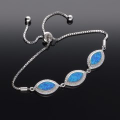 Navett Opál-Cirkónia ezüst karkötő kék