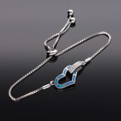 Szív Opál-Cirkónia ezüst karkötő 