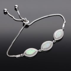 Navett Opál-Cirkónia ezüst karkötő fehér