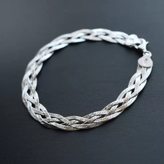 4 Soros fonott Ezüst Karkötő