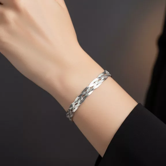 4 Soros fonott Ezüst Karkötő