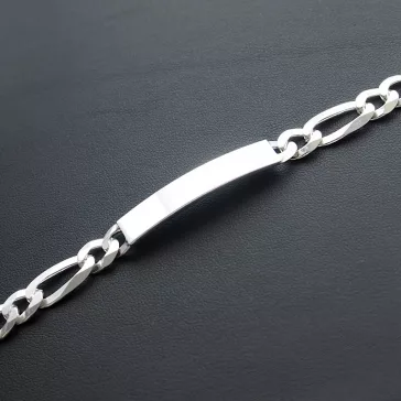 Figaro karkötő ezüst lap betéttel - 8 mm