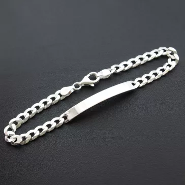Pancer karkötő ezüst lap betéttel - 6mm