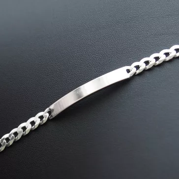 Pancer karkötő ezüst lap betéttel - 6mm