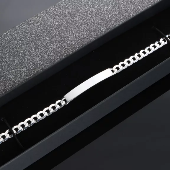 Pancer karkötő ezüst lap betéttel - 6mm