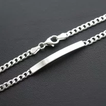 Vékony Pancer karkötő ezüst lap betéttel - 4mm