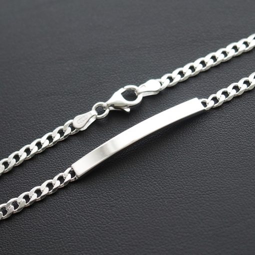 Vékony Pancer karkötő ezüst lap betéttel - 4mm