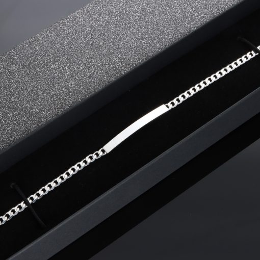 Vékony Pancer karkötő ezüst lap betéttel - 4mm