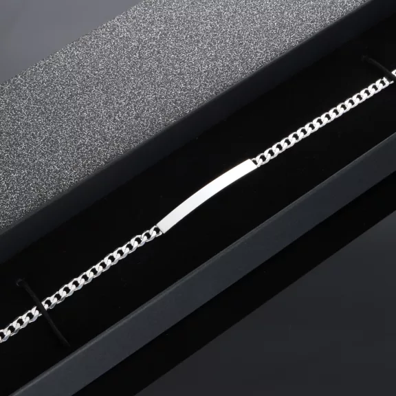 Vékony Pancer karkötő ezüst lap betéttel - 4mm