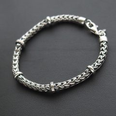 Szakaszos-Fonott Ezüst karkötő